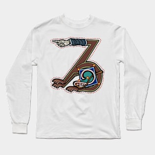 Letter Z Manicule W 14C Maastricht Psalter parody Long Sleeve T-Shirt